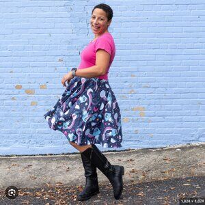 "Star Search" Astronauts Short Sleeve Super Twirler Dress with Pockets